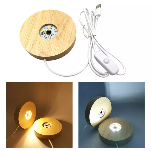 Holz LED Lichtsockel Acryl Display Halter Lampe für Crystals Ball Resin Art