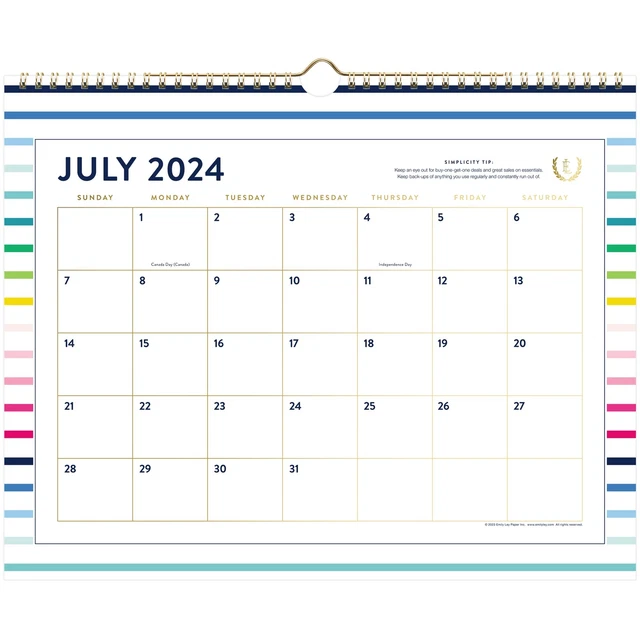 SIMPLIFIED BY EMILY Ley for ATAGLANCE Academic 20242025 Monthly Wall