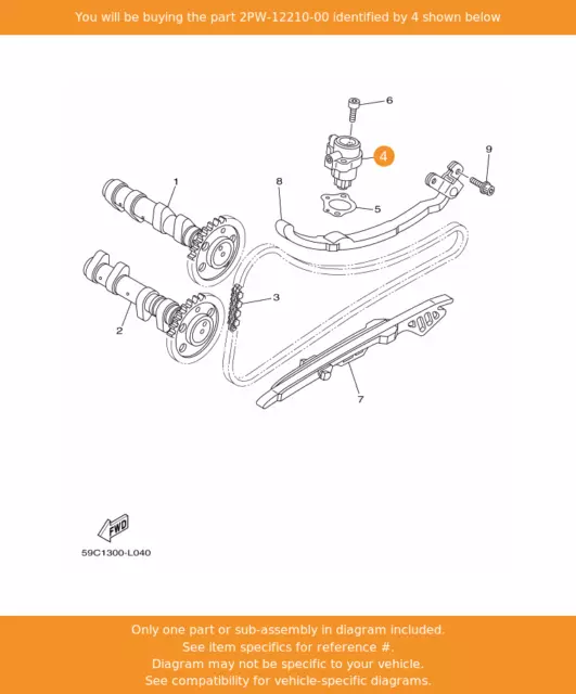 YAMAHA Tensioner Assy, Cam Chain, 2PW-12210-00 OEM XP500 XP530