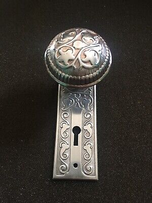 ANTIQUE Polished Steel Russell And Erwin Amarat Design Backplate & DOORKNOB