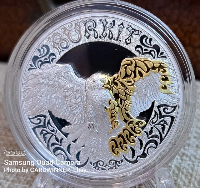 NEW 2022 KAZAKHSTAN Golden Eagle silver gold plated proof with a