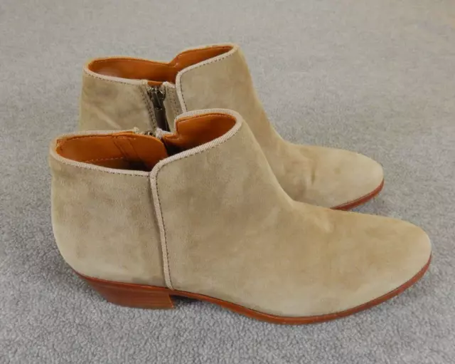 Sam Edelman Womens Boots 6.5 Grey Petty Chelsea Suede Low Block Heel Zip Bootie