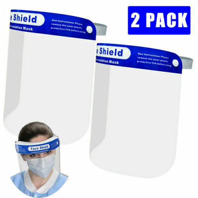 2 PACK Safety Face Shield Protection Cover Guard Reusable Transparent Anti-Fog