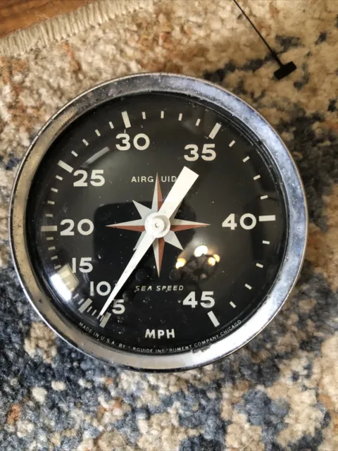 Vintage Sea Speed Tachometer Boat Marine Airguide 4787 Chrome Speedometer