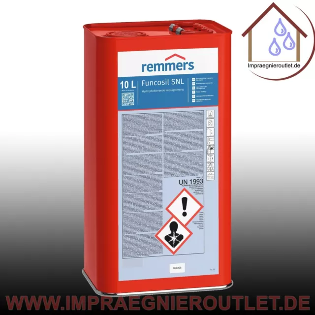 (€16,50/L) 10 litri Remmers Funcosil SNL Impregnazione Incolore per Facciate