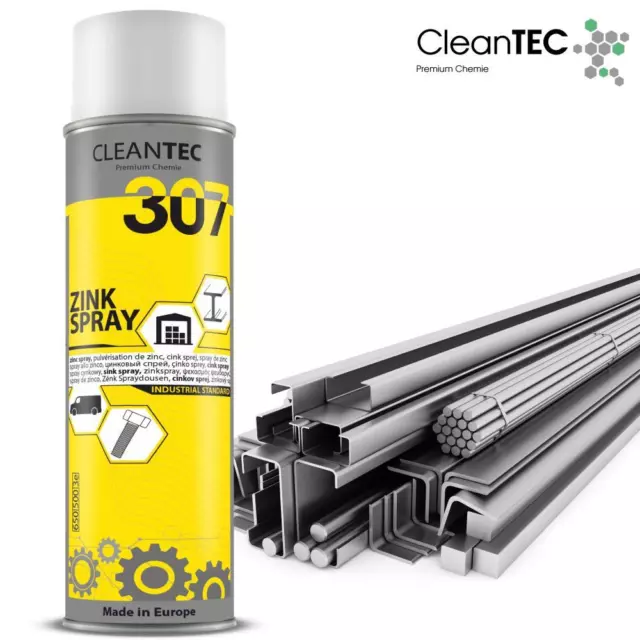 CLEANTEC Spray pour Zinc 400 ML Clair Apprêt Protection Anti-corrosion Rouille À 3