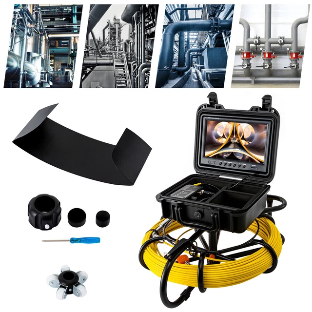 9" Monitor Drain Sewer Endoscope 512HZ Signal Self-Leveling Pipeline Camera 60M
