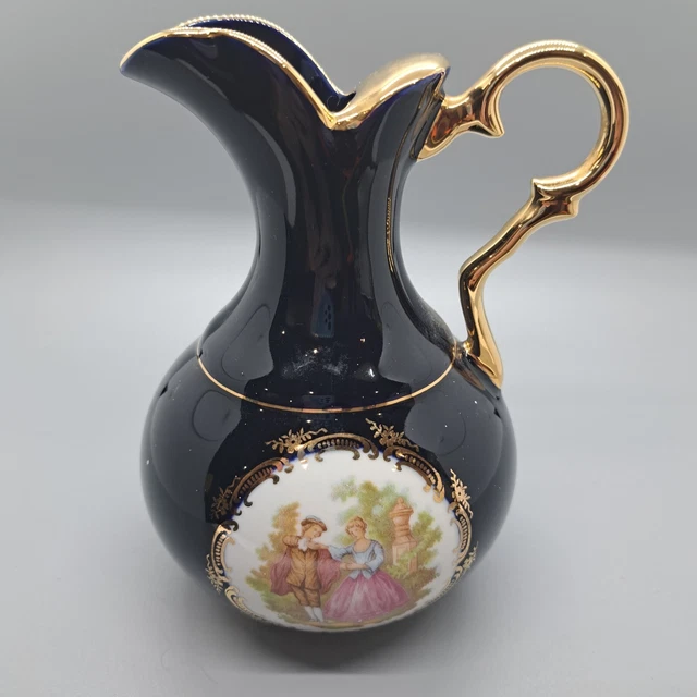 VINTAGE LIMOGES CASTEL France Cobalt Blue Jug 22k Gold £10.00 PicClick UK