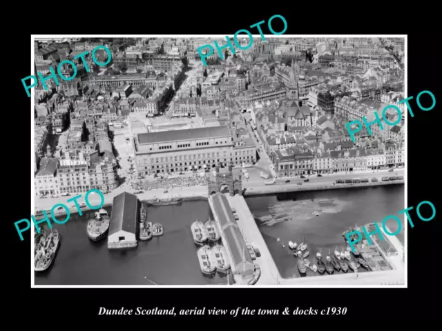 OLD LARGE HISTORIC PHOTO OF DUNDEE SCOTLAND AERIAL VIEW OF TOWN & DOCKS c1930 3