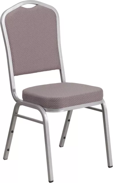 10 PACK Banquet Chair Gray Dot Fabric Restaurant Chair Crown Back Stacking Chair
