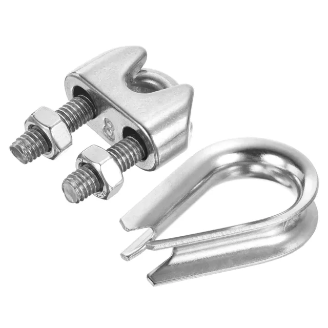 5/16" Wire Rope Kit, 20 Pack M8 Stainless Steel Thimbles & Clamps for Wire Rope