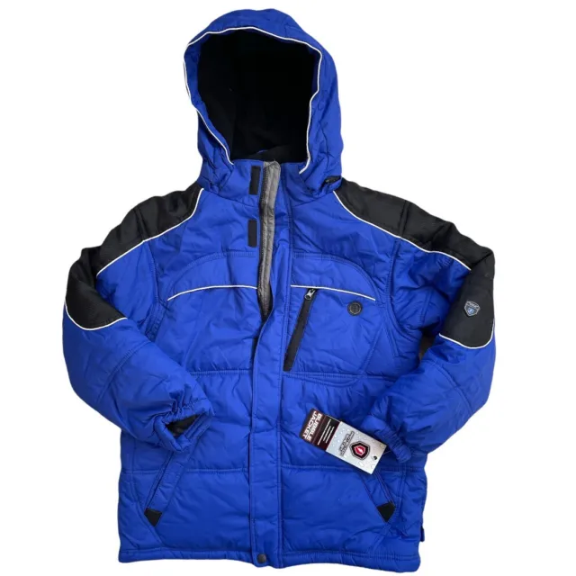 NWT Protection System Puffer Bubble Black Blue Jacket Boys size 14/16 Hoodie