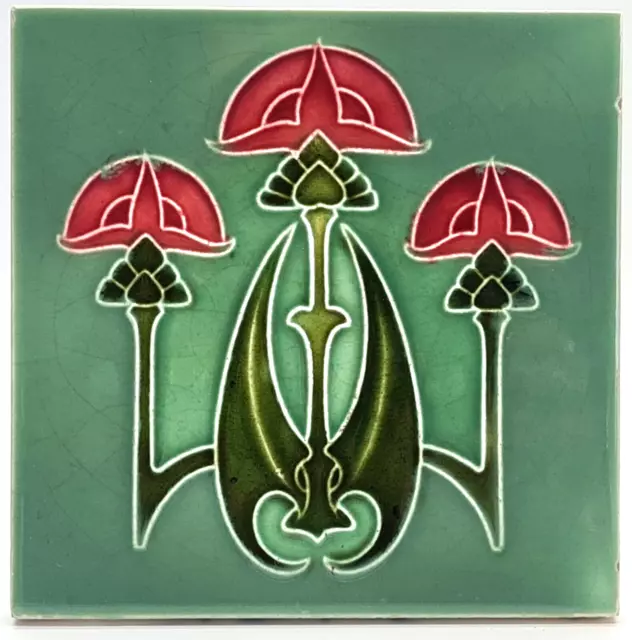 Antique Fireplace Tile Art Nouveau Gothic Design Rhodes Tile Co 1906 Ae2