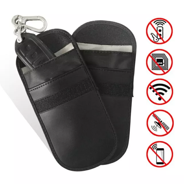 2 x Autoschlüssel Signalblocker Etui Faraday Käfig Tasche schlüssellos RFID Sperrtasche 2