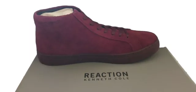 Kenneth Cole Reaction Mens Burgundy High Top Suede Lace  Sneakers Size 10.5 NIB