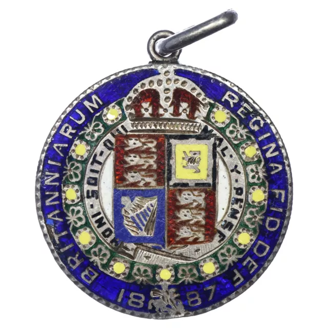 Vereinigtes Königreich Victoria Medaille Emailliertes On Münze Halber Krone 1887