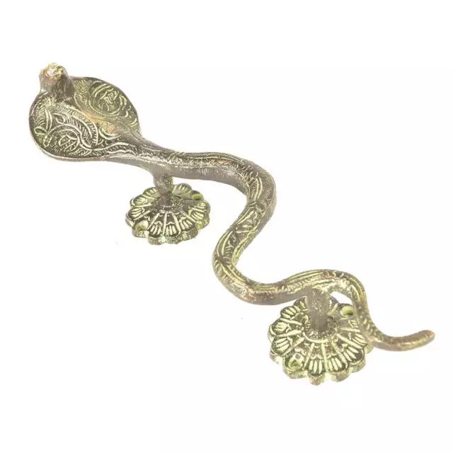 Set of 2 Antique Brass Green Patina Snake Door Pull Handle Vintage Style 2