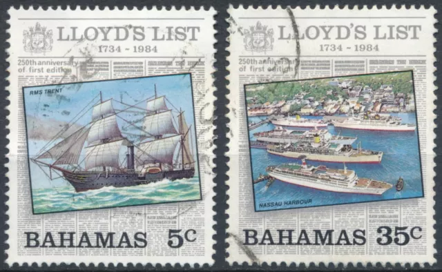 250th Anniv of Lloyd's List: 5c & 35c - Bahamas 1984 - F H - SG 675 & 678