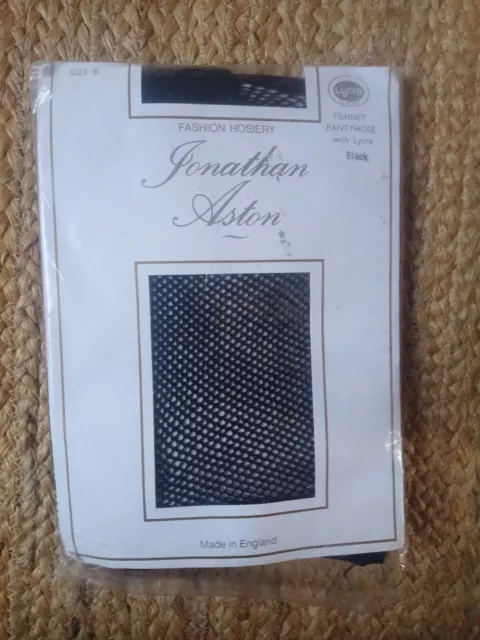 Collant vintage Jonathan Aston Fishnet neri taglia B. Grande
