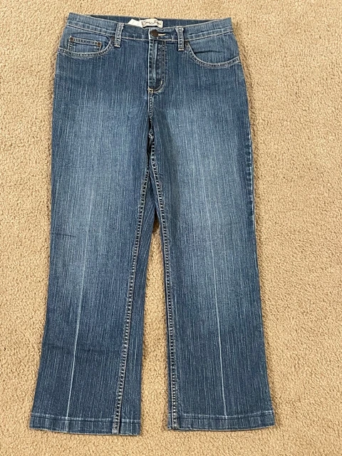 Donna ZENA Elasticizzato Blu Jeans Denim Capri Corto Pantaloni Mid Rise Taglia 6