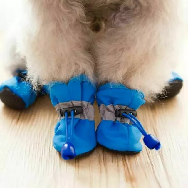 Set 4 Scarpe Per Cani Impermeabile Stivali Calze di protezione Antiscivolo