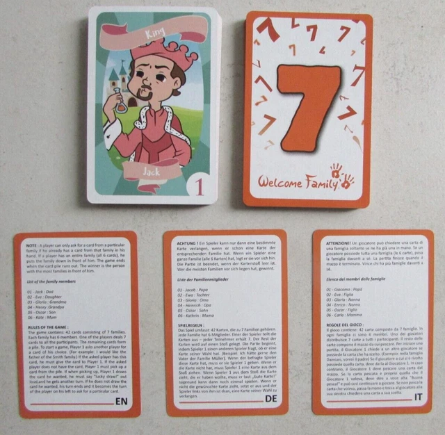 JEU DES 7 familles Welcome Family Game : Familles King, Ranch, Safari ...