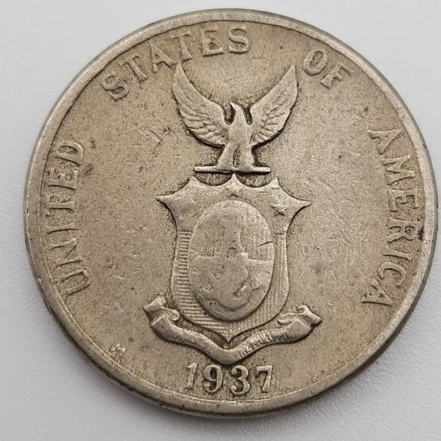 1937-M 5 Centavos VF Philippines US Manila Mint Copper-Nickel Coin Five USA