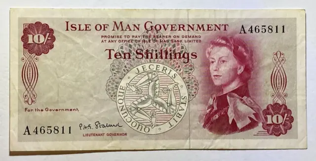 Isle of Man 10 Shilling Banknote signed Stallard IOM Pre decimal Manx