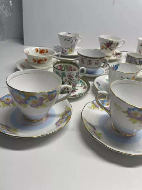 Job lot \Bundle Various Bone China\ Porcelain Cups and saucers ( f63), Vintage 2