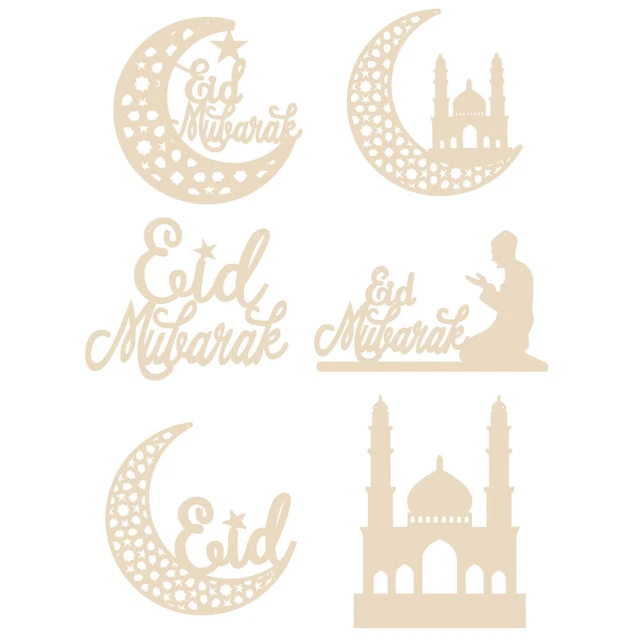 Eid al-Fitr 6pcs Eid Mubarak Ornament Eid Mubarak Holz Dekoration
