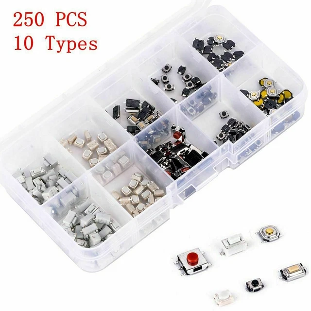 Ensemble premium de 250 pièces interrupteurs tactiles bouton-poussoir pour tél