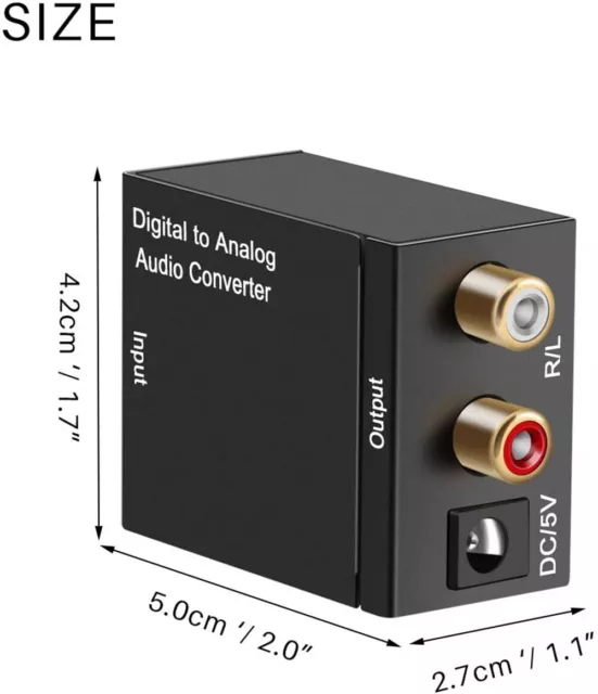 Digital Optical Coax Coaxial Toslink to Analog Audio Converter Adapter RCA DAC 2