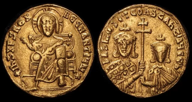 ANCIENT BYZANTINE Basil I with Constantine 867-886AD AV Gold Solidus (4.26g).