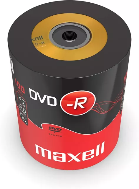 100 x Genuine Maxell DVD-R 16x 4.7GB 120mins Blank DVD Media discs Shrinkwrap 2