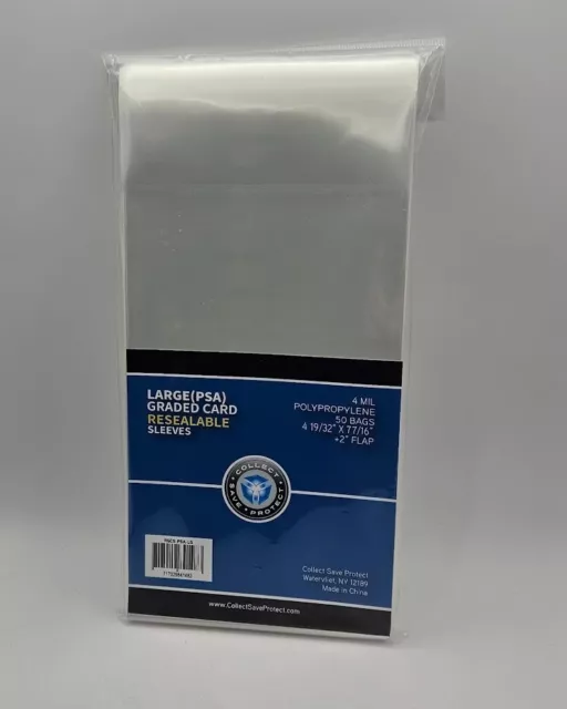 (Pack of 50) CSP Large Size PSA Slab Resealable Graded Card Sleeves 4 Mil Poly