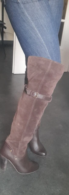 Magnifiques Bottes Cuissardes En Cuir Véritable Marron Morgan P 37