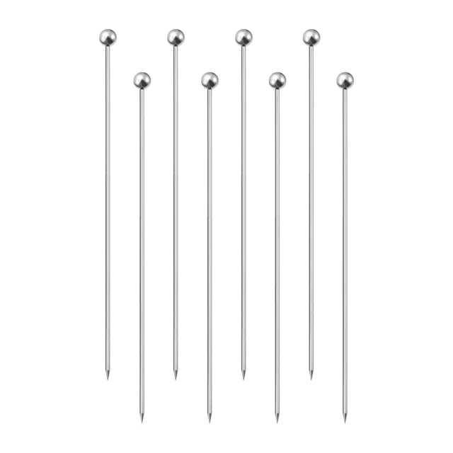6" Metal Cocktail Toothpicks Round Bead Drink Picks Cocktail Skewers 8Pcs