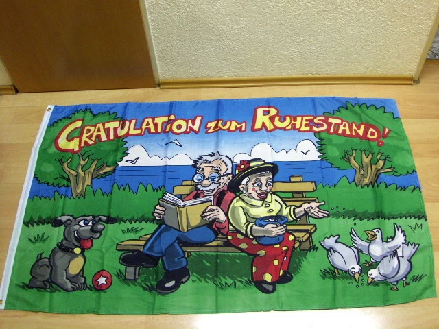 AZ FLAG Ruhestands-Flagge 150x90cm - Happy Retirement Fahne Mit Metallösen