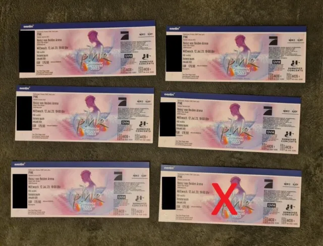 5x PINK | 12.07.23 | HANNOVER | FRONT OF STAGE 1 | STEHPLATZ TICKETS FOS 1