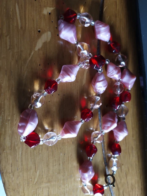 Collier Ancien MURANO En Perles De Verre Doré Ambré - Bijou Vintage En Très Bon état