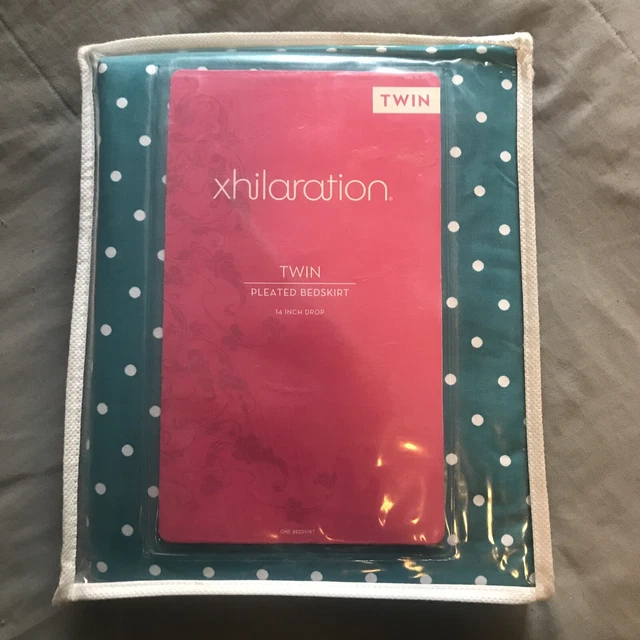 NWT Xhilaration Target Teal Blue Polka Dot Twin Pleated Bedskirt 14" Drop NOS