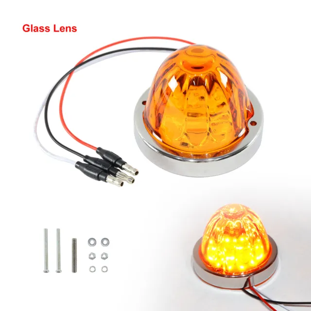 Marker Light Amber Glass Lens / Amber LED Light Turn Watermelon Surface Mount