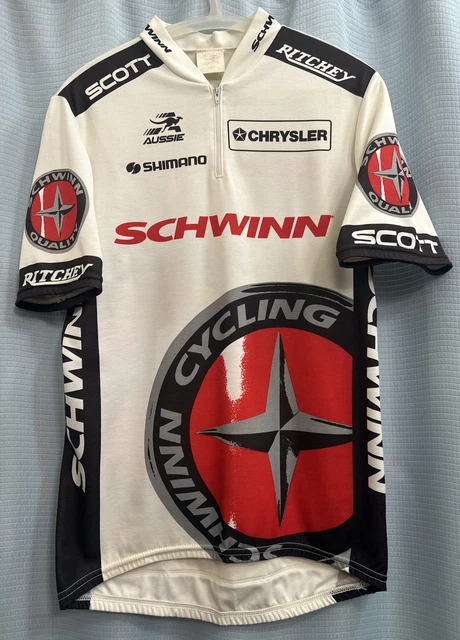 L Vintage SCHWINN Ritchey CHRYSLER Scott AUSSIE USA Cycling Jersey POLY COTTON L Vintage SCHWINN Ritchey CHRYSLER Scott AUSSIE USA Cycling Jersey POLY COTTON