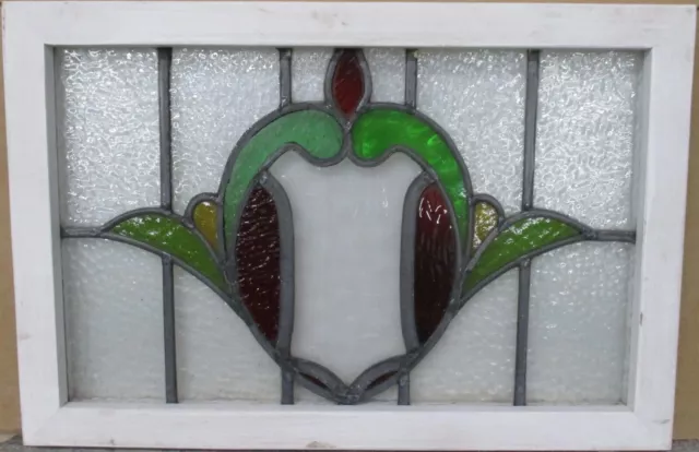 MIDSIZE OLD ENGLISH LEADED STAINED GLASS WINDOW Pretty Abstract 24" x 16.25"