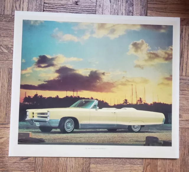 Vtg 1966 Bonneville Convert Pontiac Dealership Showroom Cardboard Sign 20.5x17.5