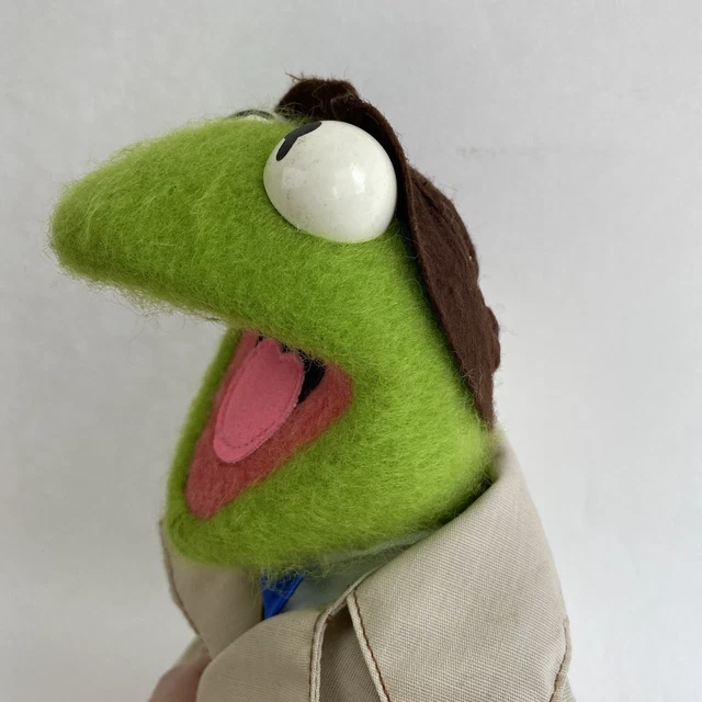 Vintage Fisher Price Dress-Up Kermit the Frog Jim Henson Muppet Doll Trench Coat