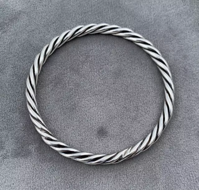 Bracelet Ancien Rigide Jonc Argent Massif Torsades