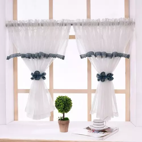 American Short Curtains  Window Sheer White Tulle Curtain Room Bedroom Coffee