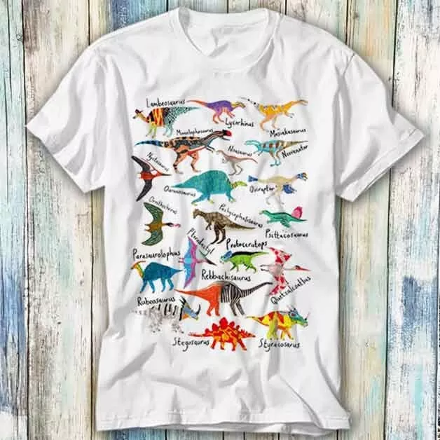 Dinosaurs Names Nature History T Shirt Meme Gift Top Tee Unisex 434