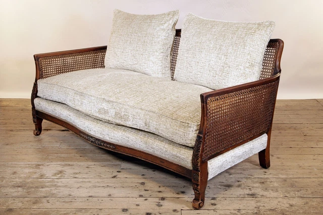 Antique 19th Century Mahogany Bergere Sofa in Nobilis, Paris, Velvet